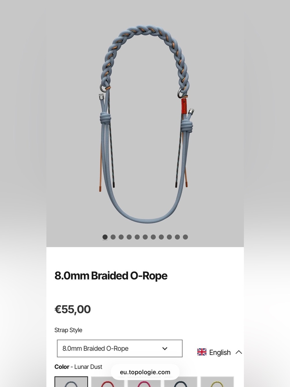 8.0mm Braided O-Rope Strap - Lunar Dust